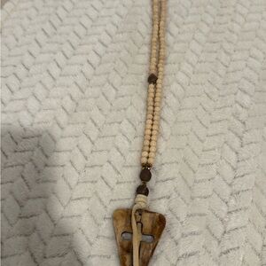 Beaded Necklace with Cross Pendant